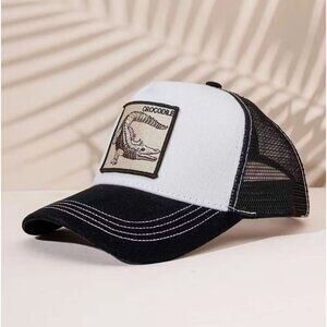 NEW SHEIN Vintage Baseball Crocodile Snapback Hat Color Black/White‎ Size OS